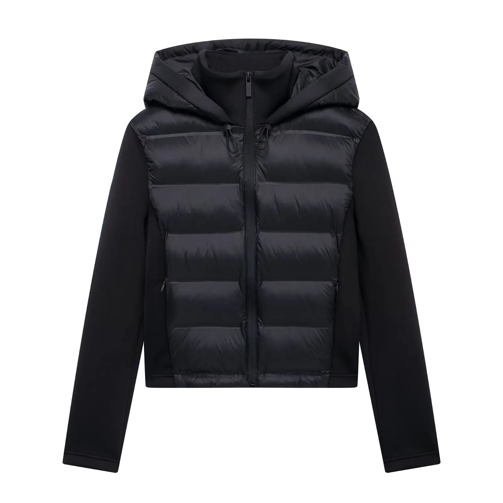 Autumn Winter New Women's Lightweight Warm Down Coat Long Sleeve Zipper Hooded Sports Padded Jacket
