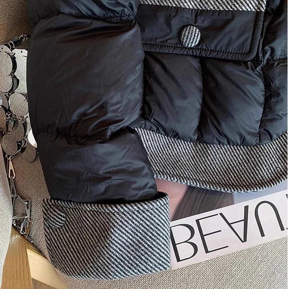 Women Cotton Padded Coats Autumn Winter Lightweight Fashion Contrast Color Short Quilted Jacket Outerwear Warm Overcoats