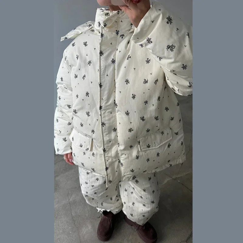 Casual Print Hoodie Loose Coat Women All-match Full Sleeve Thicken Zippers Oversize Coats Female 2026 Autumn Winter Lady Outwear