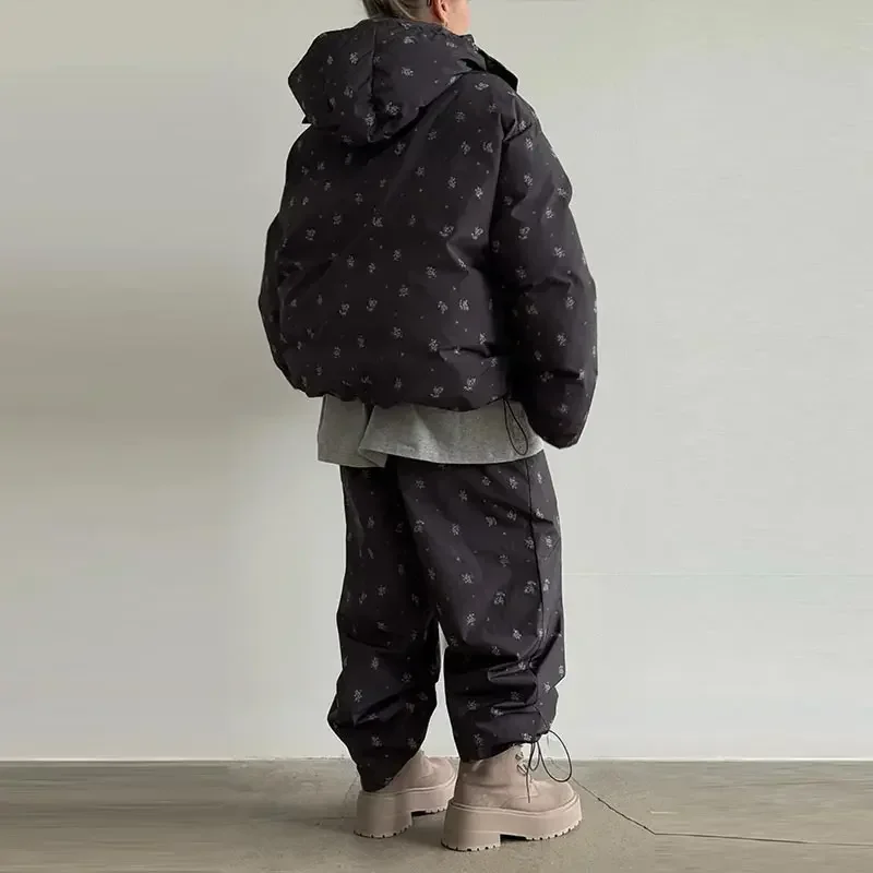 Casual Print Hoodie Loose Coat Women All-match Full Sleeve Thicken Zippers Oversize Coats Female 2026 Autumn Winter Lady Outwear