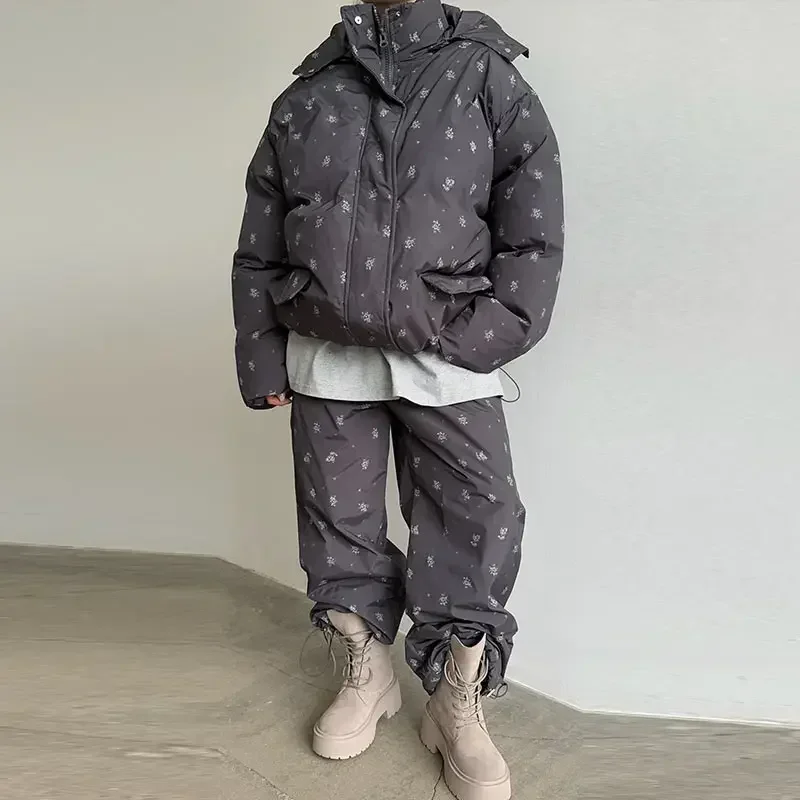 Casual Print Hoodie Loose Coat Women All-match Full Sleeve Thicken Zippers Oversize Coats Female 2026 Autumn Winter Lady Outwear