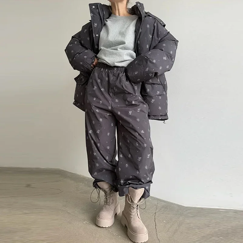 Casual Print Hoodie Loose Coat Women All-match Full Sleeve Thicken Zippers Oversize Coats Female 2026 Autumn Winter Lady Outwear