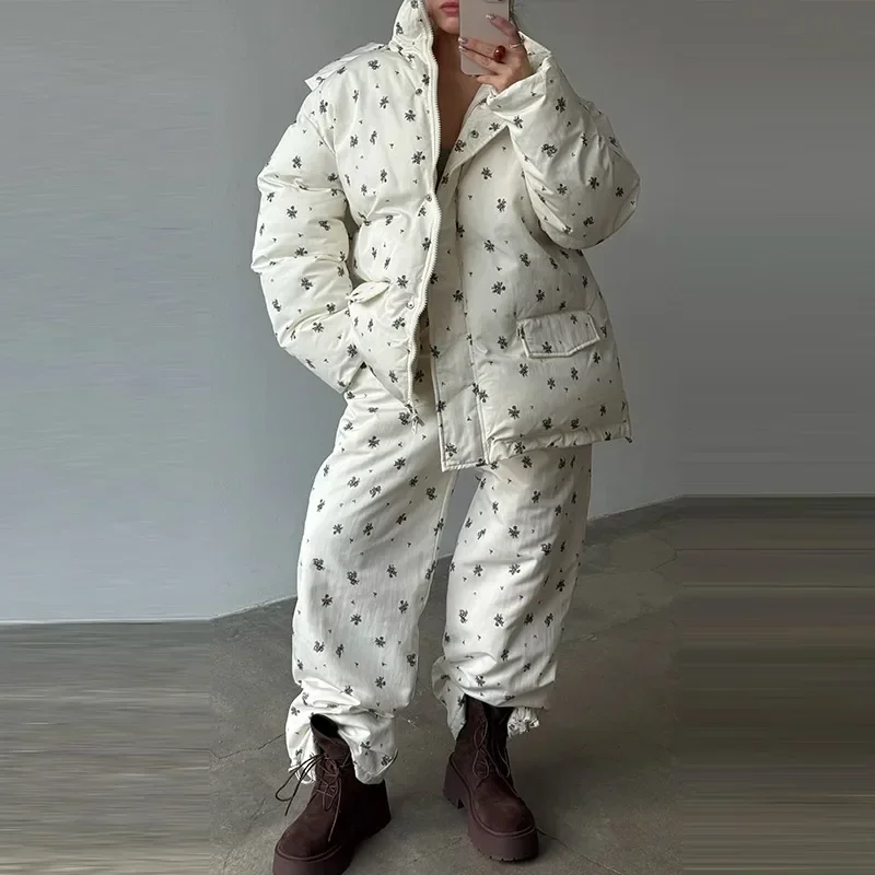 Casual Print Hoodie Loose Coat Women All-match Full Sleeve Thicken Zippers Oversize Coats Female 2026 Autumn Winter Lady Outwear