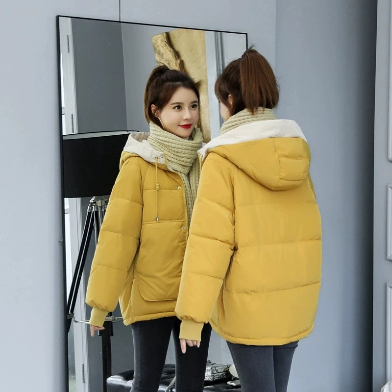 2025 New Winter Thickened Warm Parkas Women Casual Hooded Cotton Padded Jacket Woman Students Long Sleeved Quilted Short Coats