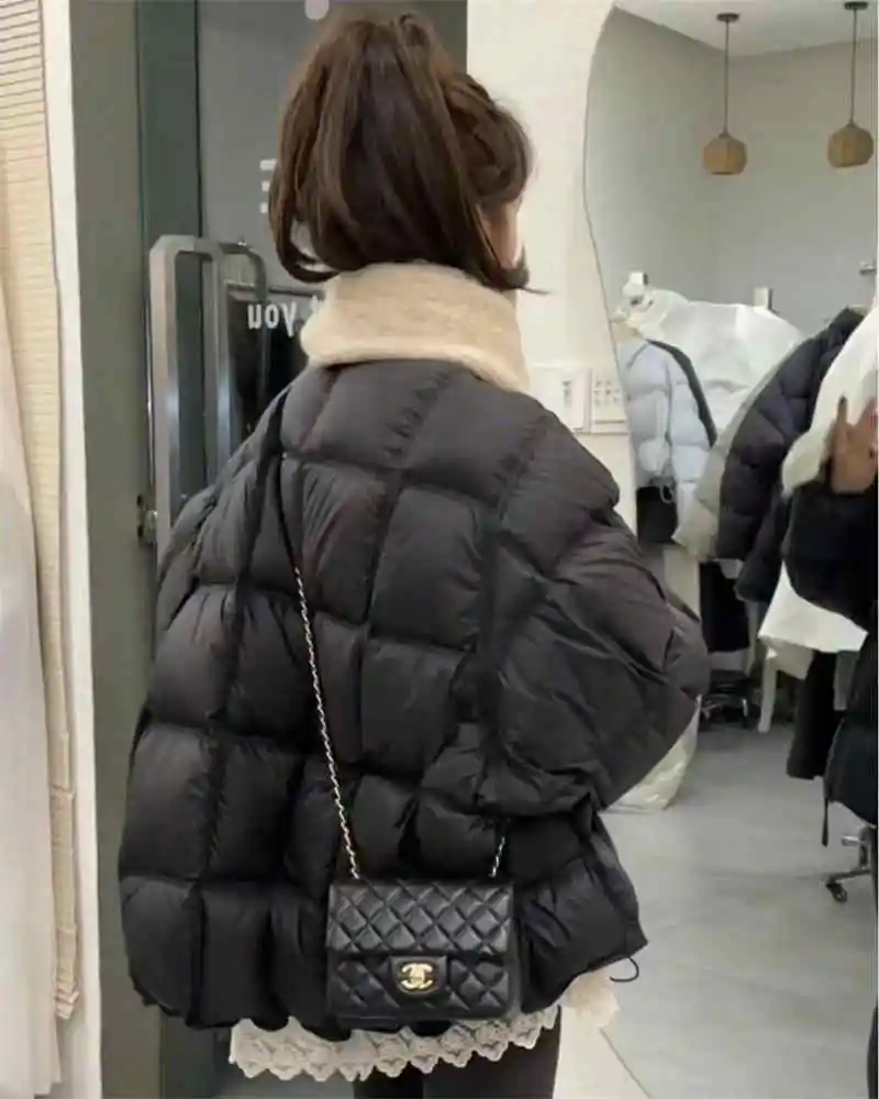 Women's Cotton Jacket 2025 Korean Edition New Autumn Winter Solid Color Round Neck Fashion Thick Warm Coat Parka Overcoat