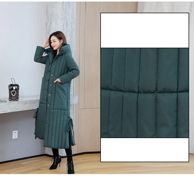 Winter 2026 New Korean Loose Women Jacket Down cotton Long Hooded Coat Thicken Parkas Female Loose Windproof Warm Overcoat