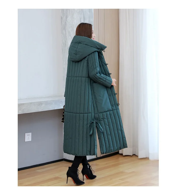 Winter 2026 New Korean Loose Women Jacket Down cotton Long Hooded Coat Thicken Parkas Female Loose Windproof Warm Overcoat