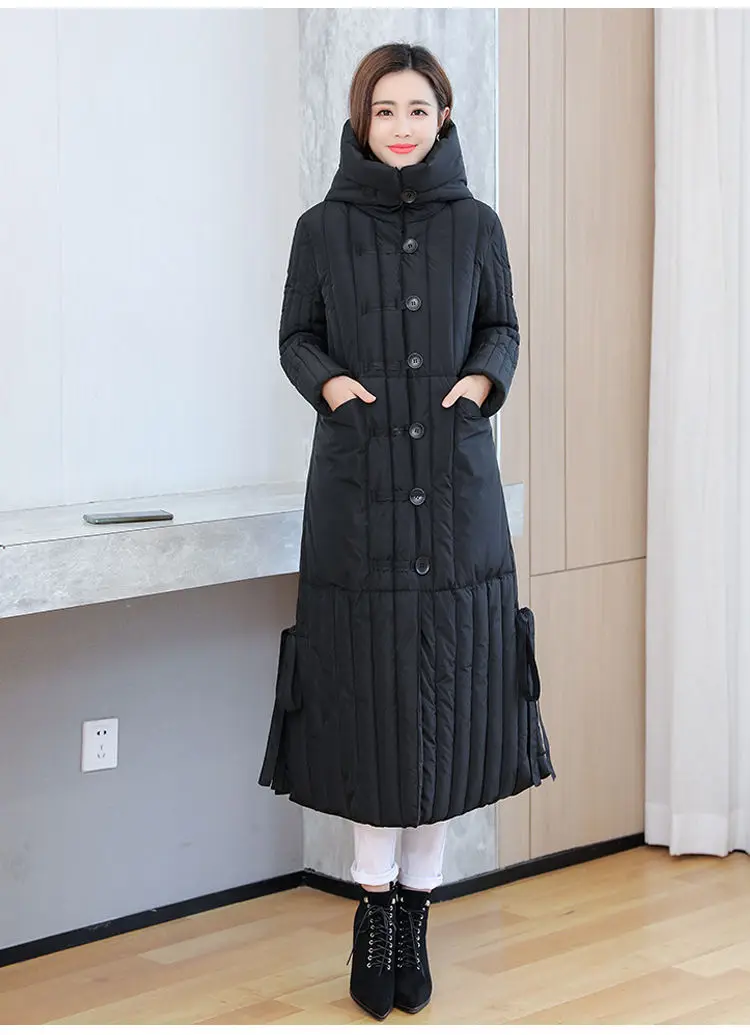 Winter 2026 New Korean Loose Women Jacket Down cotton Long Hooded Coat Thicken Parkas Female Loose Windproof Warm Overcoat