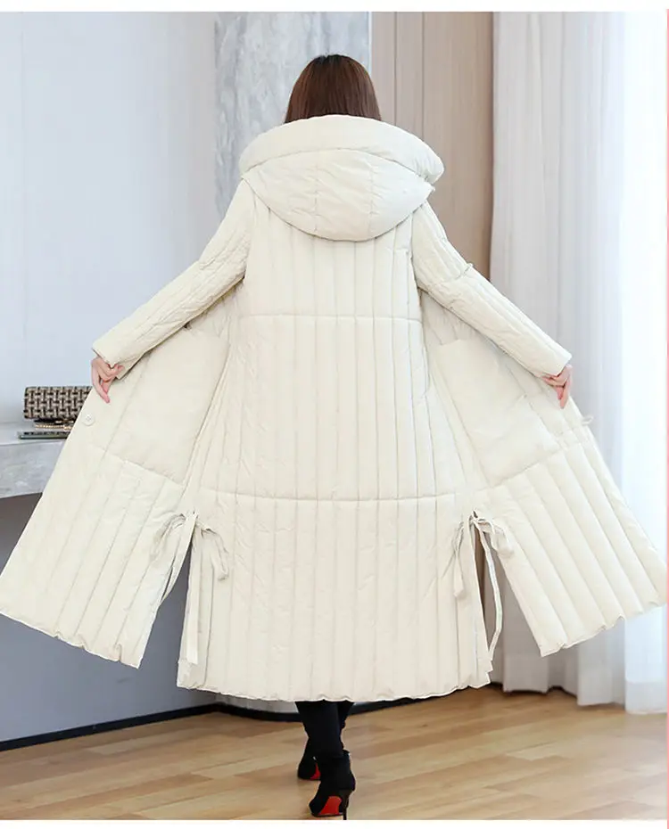 Winter 2026 New Korean Loose Women Jacket Down cotton Long Hooded Coat Thicken Parkas Female Loose Windproof Warm Overcoat
