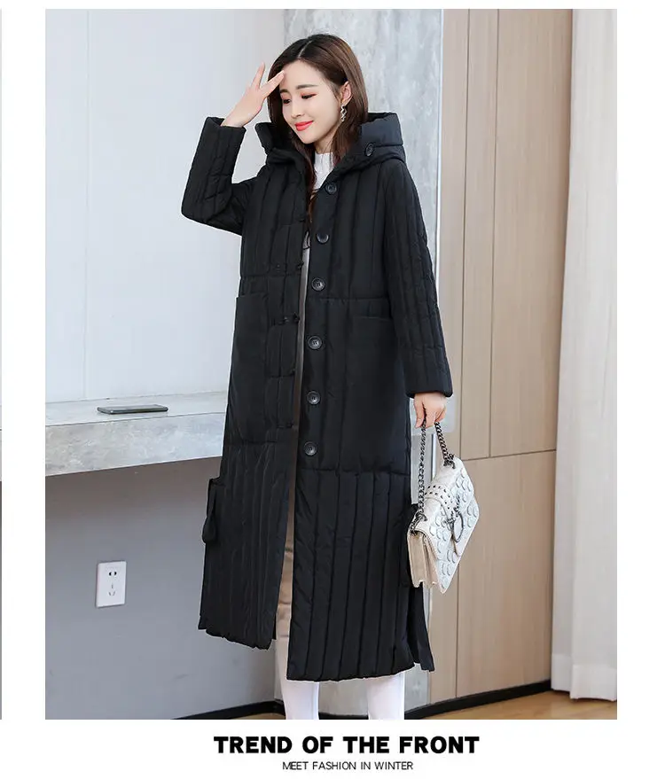 Winter 2026 New Korean Loose Women Jacket Down cotton Long Hooded Coat Thicken Parkas Female Loose Windproof Warm Overcoat