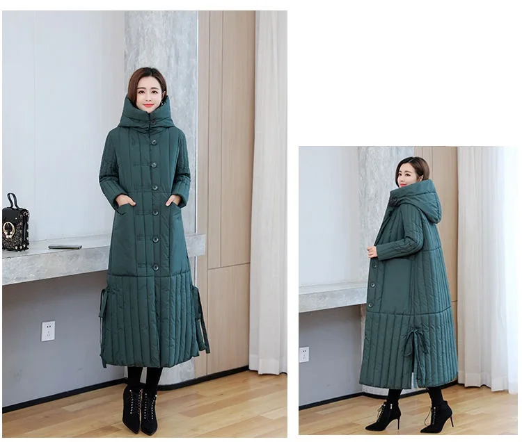 Winter 2026 New Korean Loose Women Jacket Down cotton Long Hooded Coat Thicken Parkas Female Loose Windproof Warm Overcoat