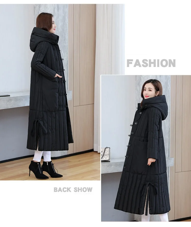 Winter 2026 New Korean Loose Women Jacket Down cotton Long Hooded Coat Thicken Parkas Female Loose Windproof Warm Overcoat