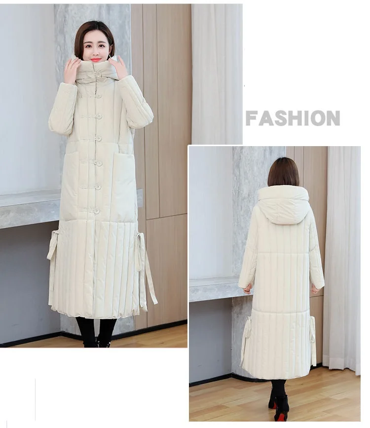 Winter 2026 New Korean Loose Women Jacket Down cotton Long Hooded Coat Thicken Parkas Female Loose Windproof Warm Overcoat