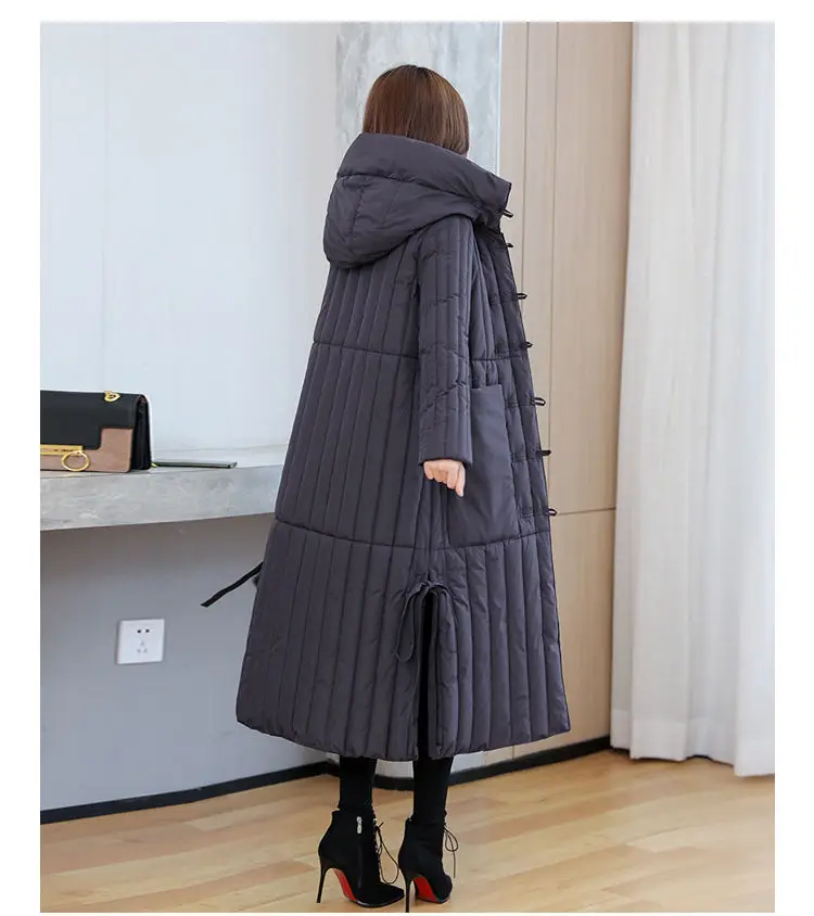 Winter 2026 New Korean Loose Women Jacket Down cotton Long Hooded Coat Thicken Parkas Female Loose Windproof Warm Overcoat