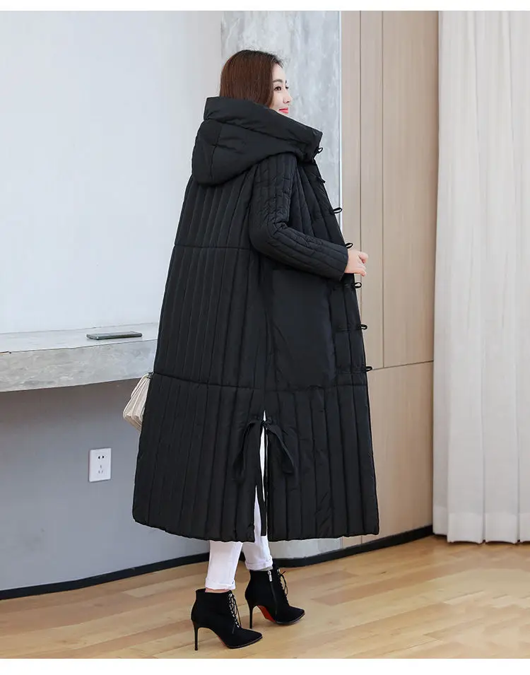 Winter 2026 New Korean Loose Women Jacket Down cotton Long Hooded Coat Thicken Parkas Female Loose Windproof Warm Overcoat