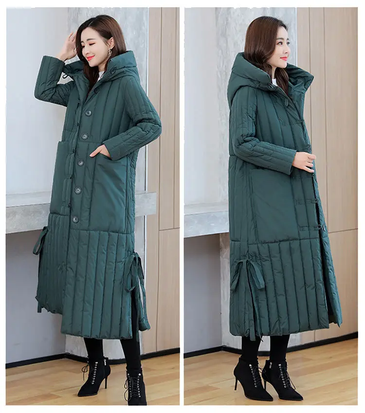 Winter 2026 New Korean Loose Women Jacket Down cotton Long Hooded Coat Thicken Parkas Female Loose Windproof Warm Overcoat