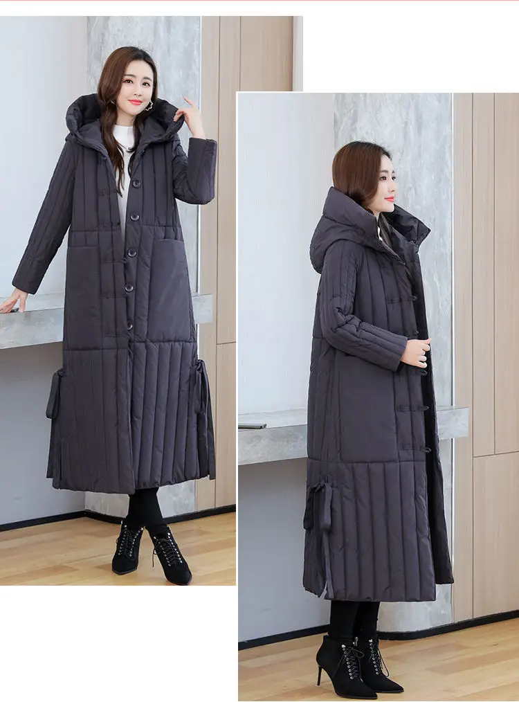 Winter 2026 New Korean Loose Women Jacket Down cotton Long Hooded Coat Thicken Parkas Female Loose Windproof Warm Overcoat