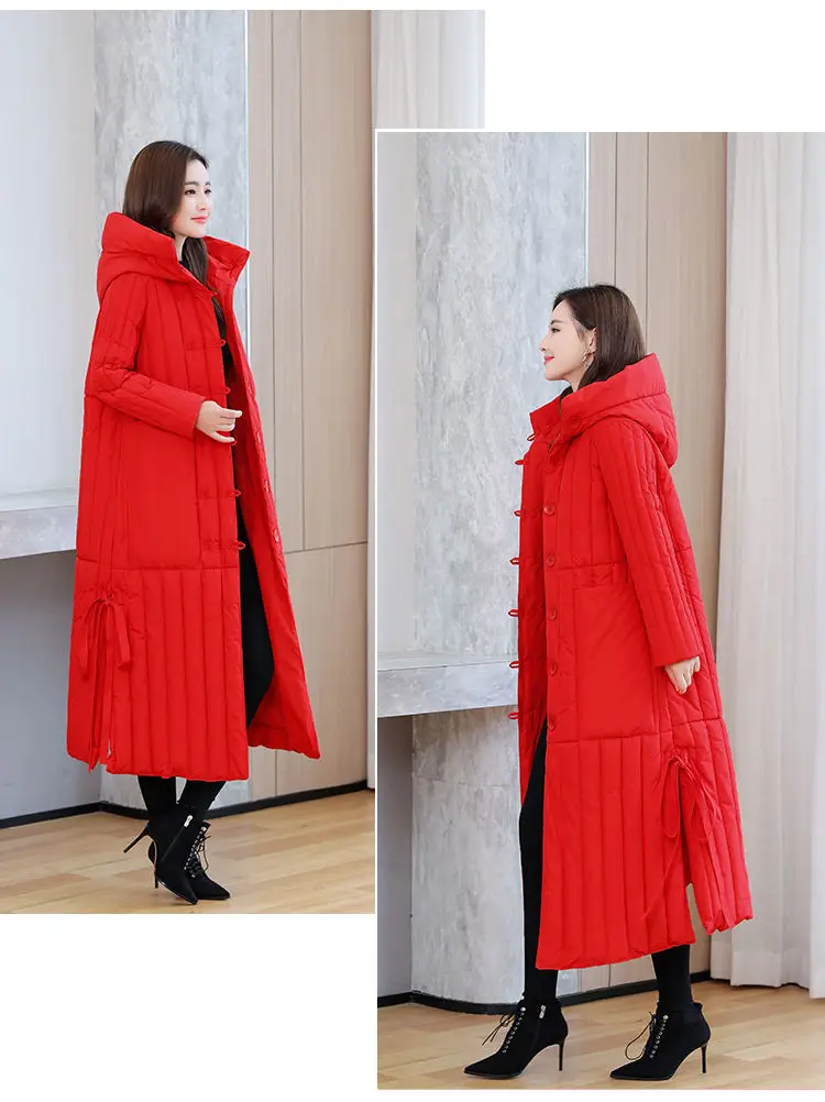 Winter 2026 New Korean Loose Women Jacket Down cotton Long Hooded Coat Thicken Parkas Female Loose Windproof Warm Overcoat