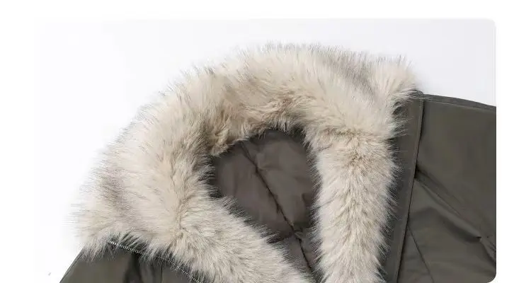 American Retro Faux Fur Trim Padded Parka Women Winter Tulip Hem Thicken Warm Outerwear Female Loose Zip Up Casual Cotton Jacket
