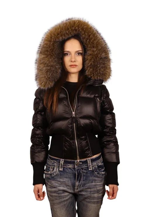 Women's Faux Fur Collar Puffer Coat Winter Streetwear Slim Fit Waist Belted Solid Color Jacket