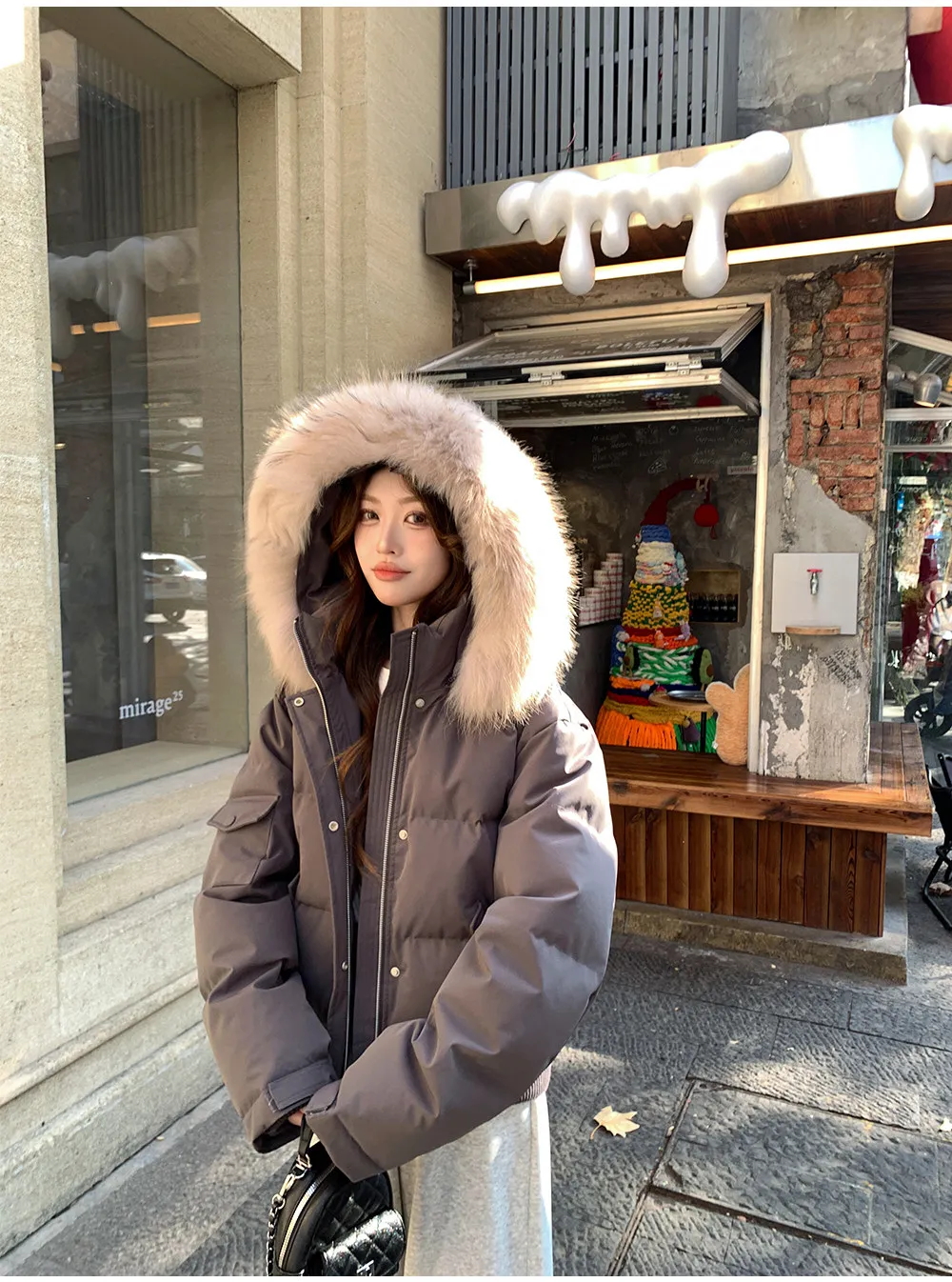 American Large Faux Fur-trim Hood Padded Parkas Women Winter 2026 Loose Fit Thick Outerwear Ladies Short Zipper Cotton Jackets