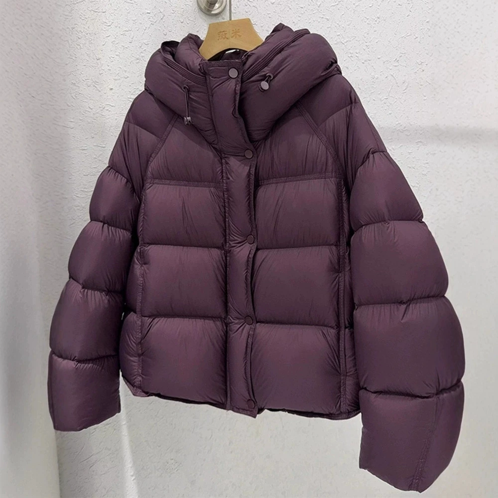 Women Winter Short Cotton Coat 2025 New Hooded Loose Puffer Coat Korean Women Thicken Warm Parkas Coat Women Long Sleeve Outwear