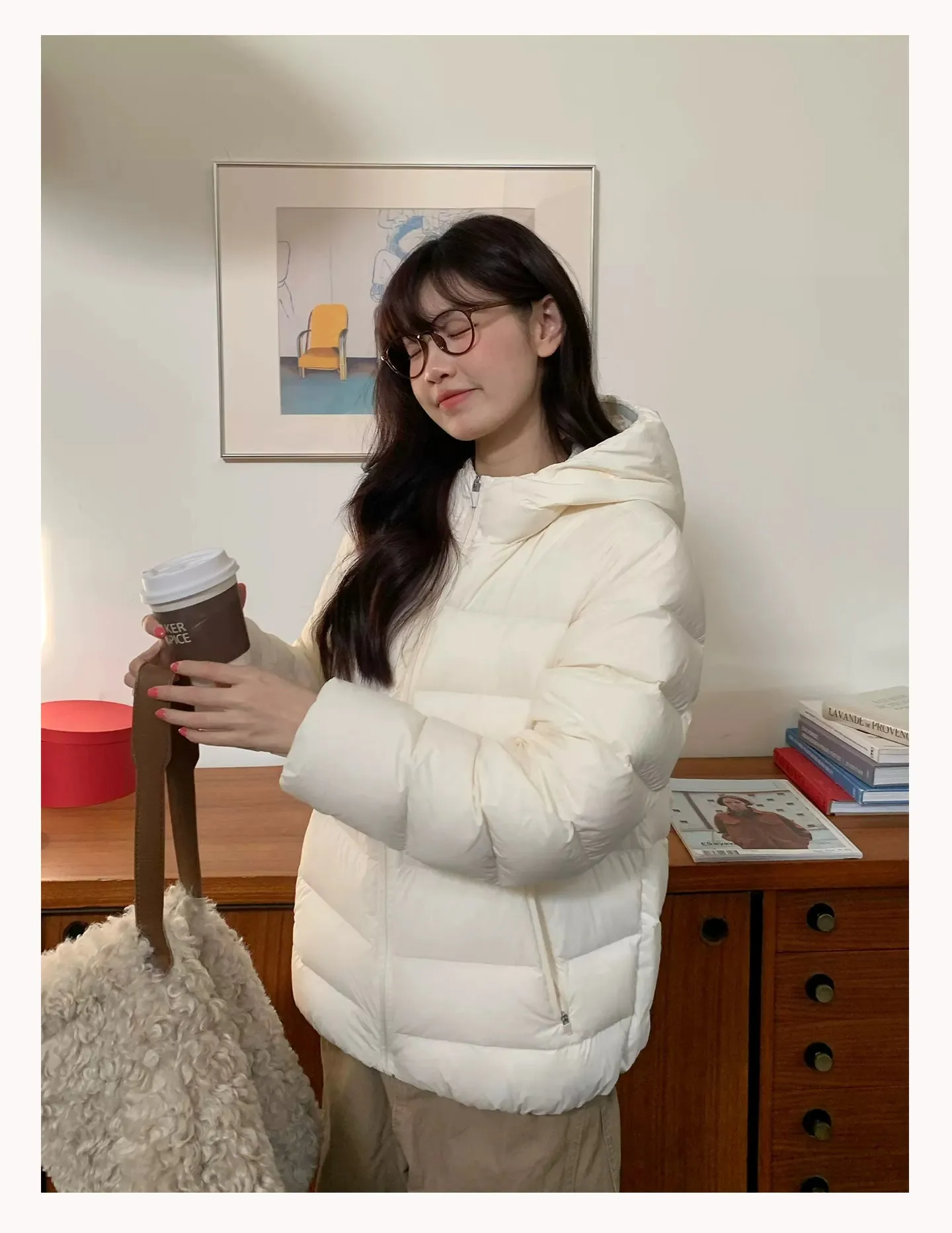 Preppy Style Short Hooded Puffer Jacket Women Autumn Winter Warm Lightweight Solid Padded Parkas Woman Korean Simple Cotton Coat