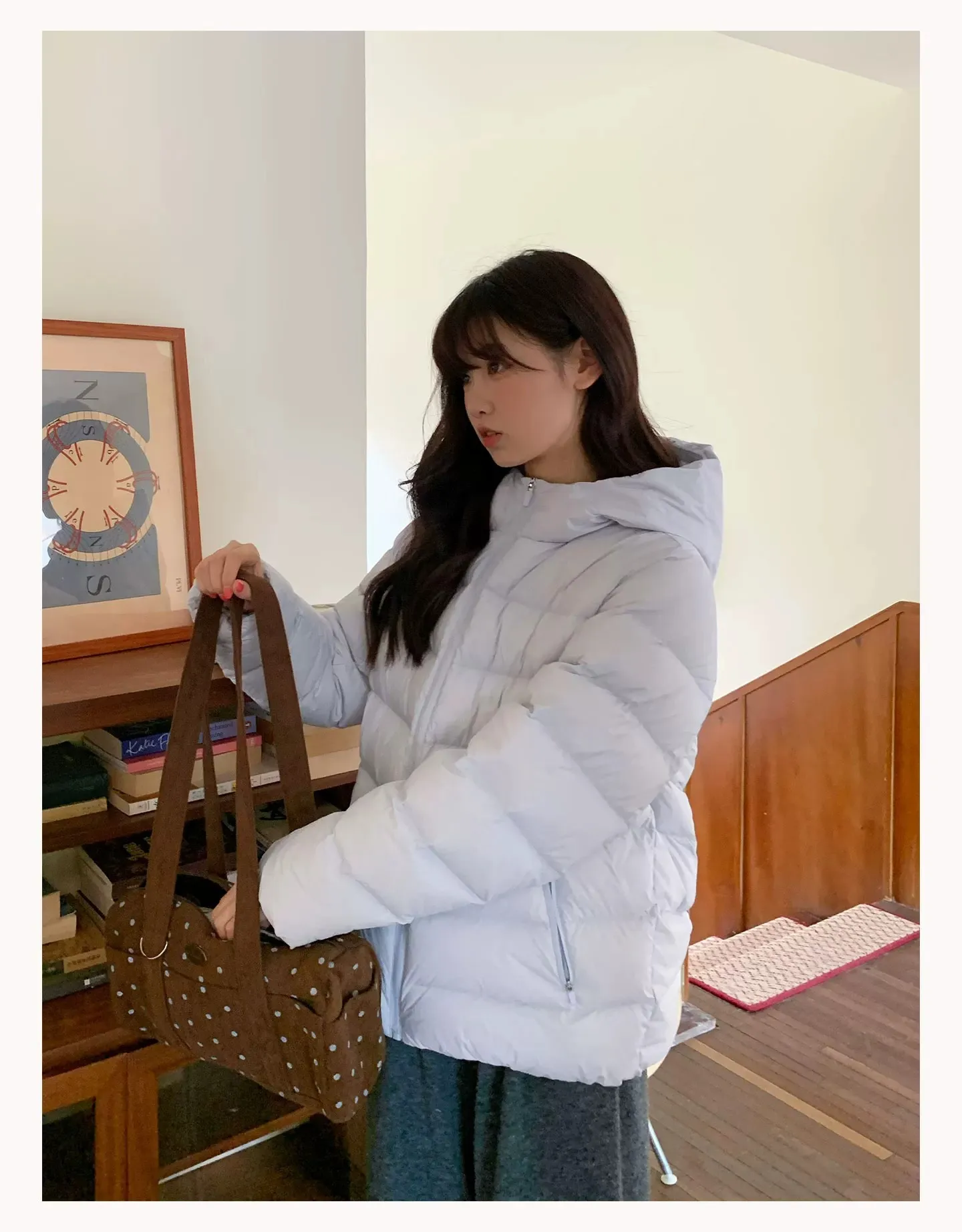 Preppy Style Short Hooded Puffer Jacket Women Autumn Winter Warm Lightweight Solid Padded Parkas Woman Korean Simple Cotton Coat