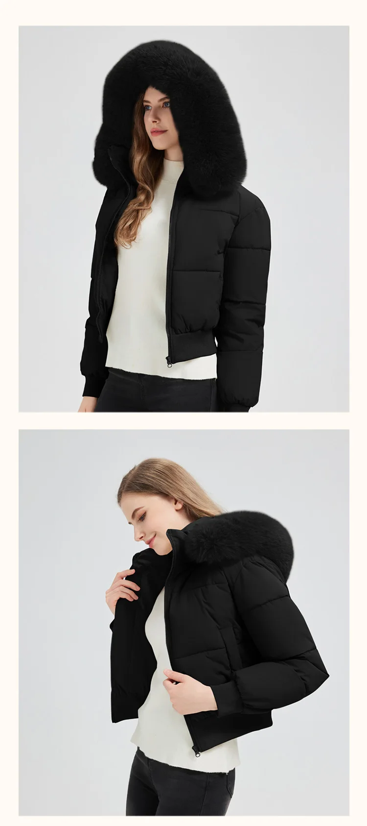 New Korean Winter Fur Collar Hooded Waist Slim Thick Short Down Cotton Parkas Women Coat Warm Fashion Casual Outdoor Cozy