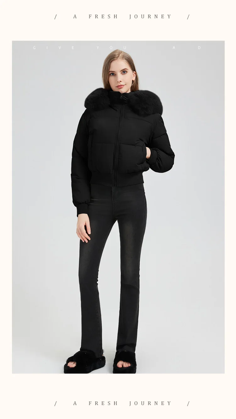 New Korean Winter Fur Collar Hooded Waist Slim Thick Short Down Cotton Parkas Women Coat Warm Fashion Casual Outdoor Cozy