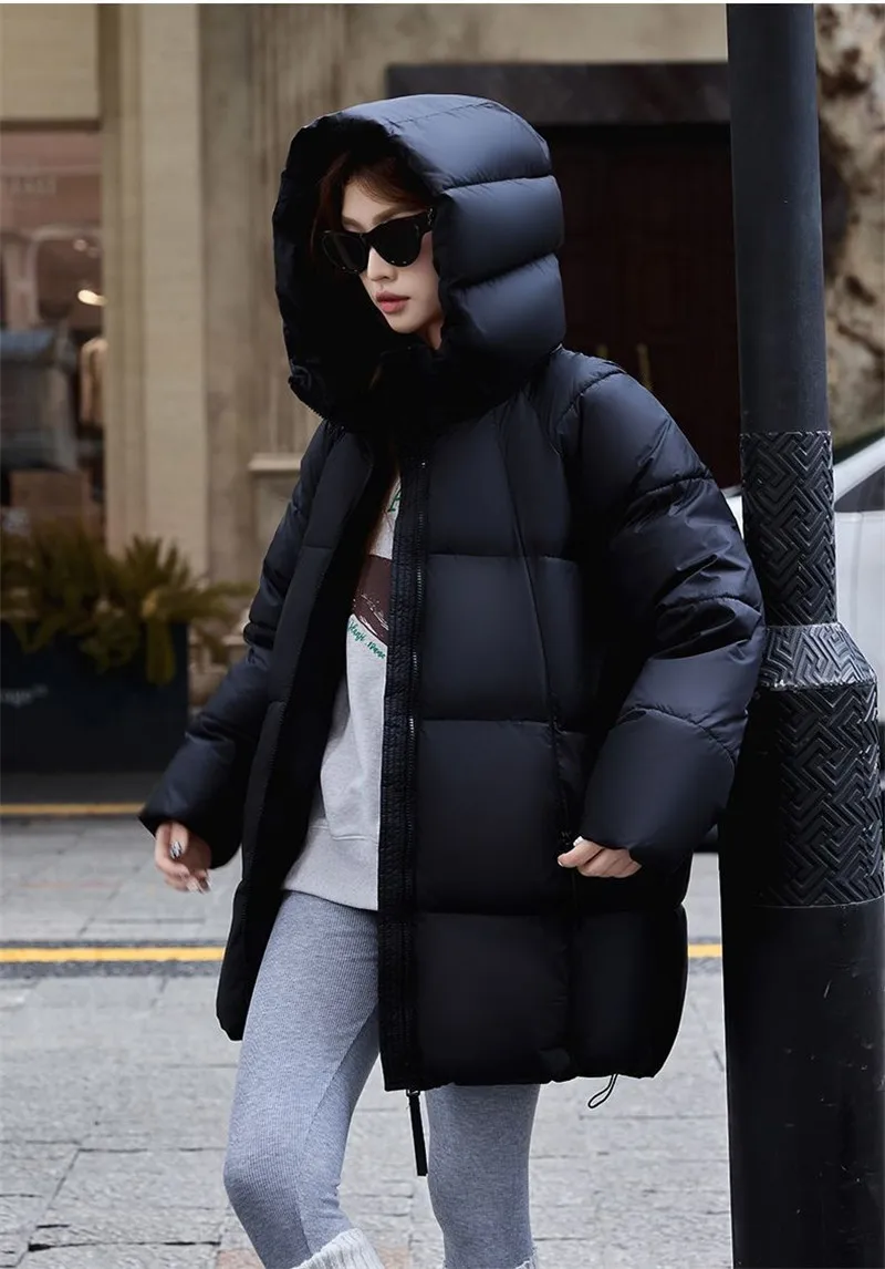 2027 Winter New Down Coat Women Parkas Fashion Long Hooded Outerwear Female Cotton-padded Padded Jacket Loose Ladies Overwear
