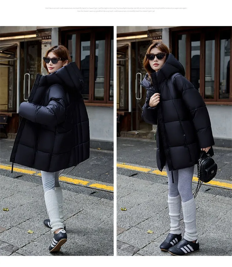 2027 Winter New Down Coat Women Parkas Fashion Long Hooded Outerwear Female Cotton-padded Padded Jacket Loose Ladies Overwear