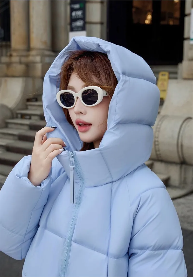 2027 Winter New Down Coat Women Parkas Fashion Long Hooded Outerwear Female Cotton-padded Padded Jacket Loose Ladies Overwear