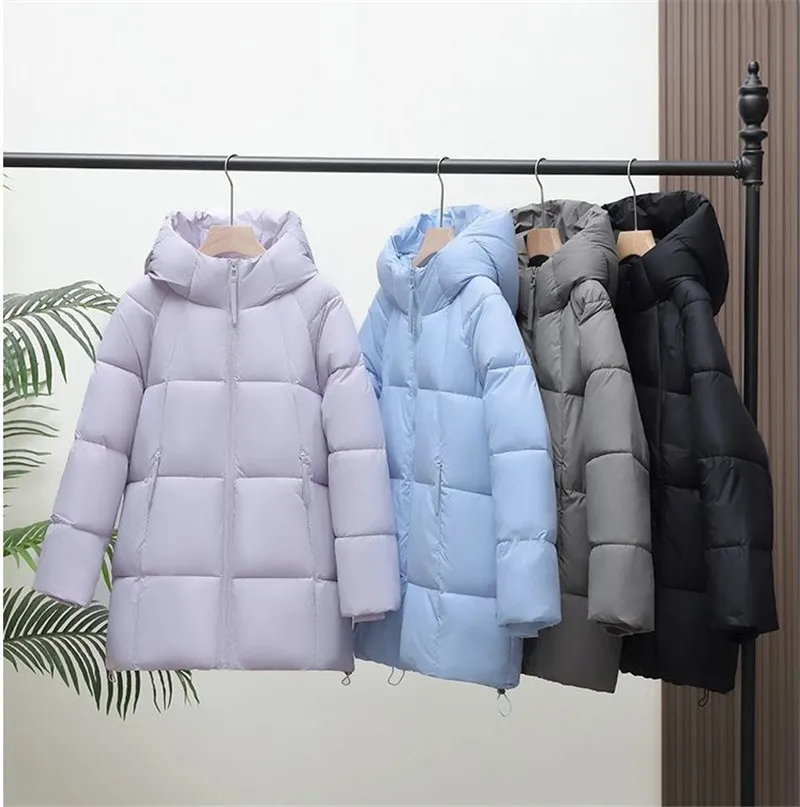 2027 Winter New Down Coat Women Parkas Fashion Long Hooded Outerwear Female Cotton-padded Padded Jacket Loose Ladies Overwear