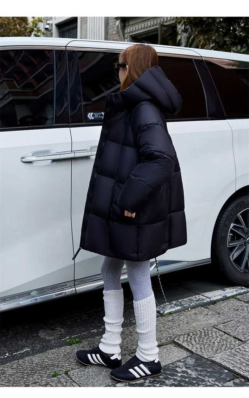2027 Winter New Down Coat Women Parkas Fashion Long Hooded Outerwear Female Cotton-padded Padded Jacket Loose Ladies Overwear