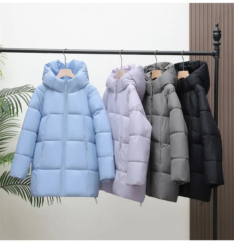 2027 Winter New Down Coat Women Parkas Fashion Long Hooded Outerwear Female Cotton-padded Padded Jacket Loose Ladies Overwear