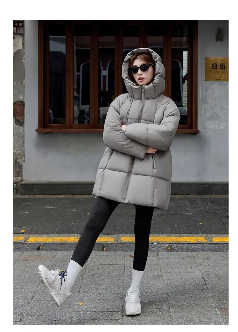 2027 Winter New Down Coat Women Parkas Fashion Long Hooded Outerwear Female Cotton-padded Padded Jacket Loose Ladies Overwear