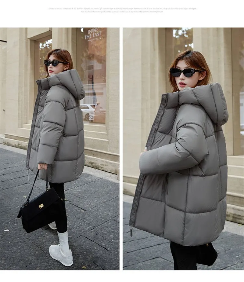 2027 Winter New Down Coat Women Parkas Fashion Long Hooded Outerwear Female Cotton-padded Padded Jacket Loose Ladies Overwear