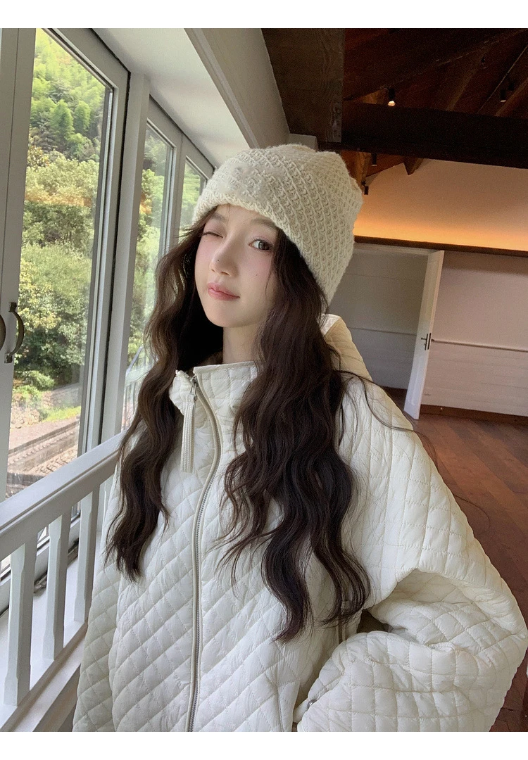 Lightweight Quilted Hooded Padded Jacket Women Autumn Winter Korean Loose Warm Outerwear Woman Solid Color Casual Cotton Jacket