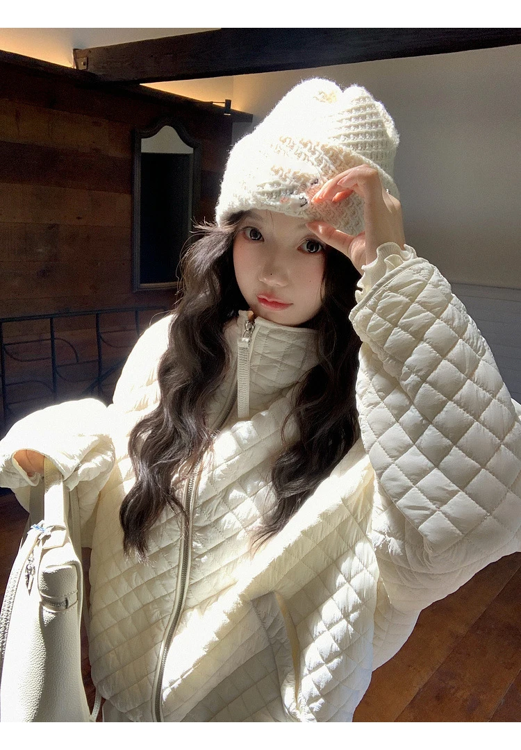 Lightweight Quilted Hooded Padded Jacket Women Autumn Winter Korean Loose Warm Outerwear Woman Solid Color Casual Cotton Jacket