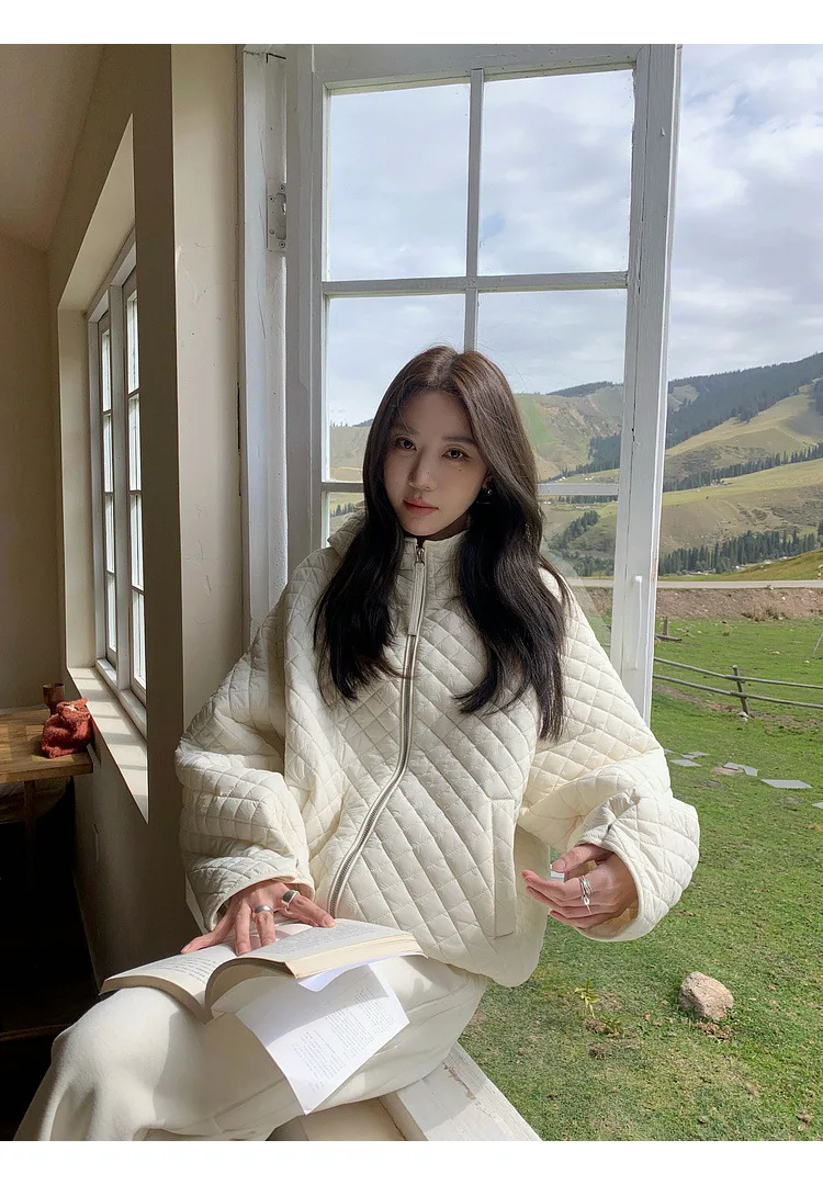 Lightweight Quilted Hooded Padded Jacket Women Autumn Winter Korean Loose Warm Outerwear Woman Solid Color Casual Cotton Jacket