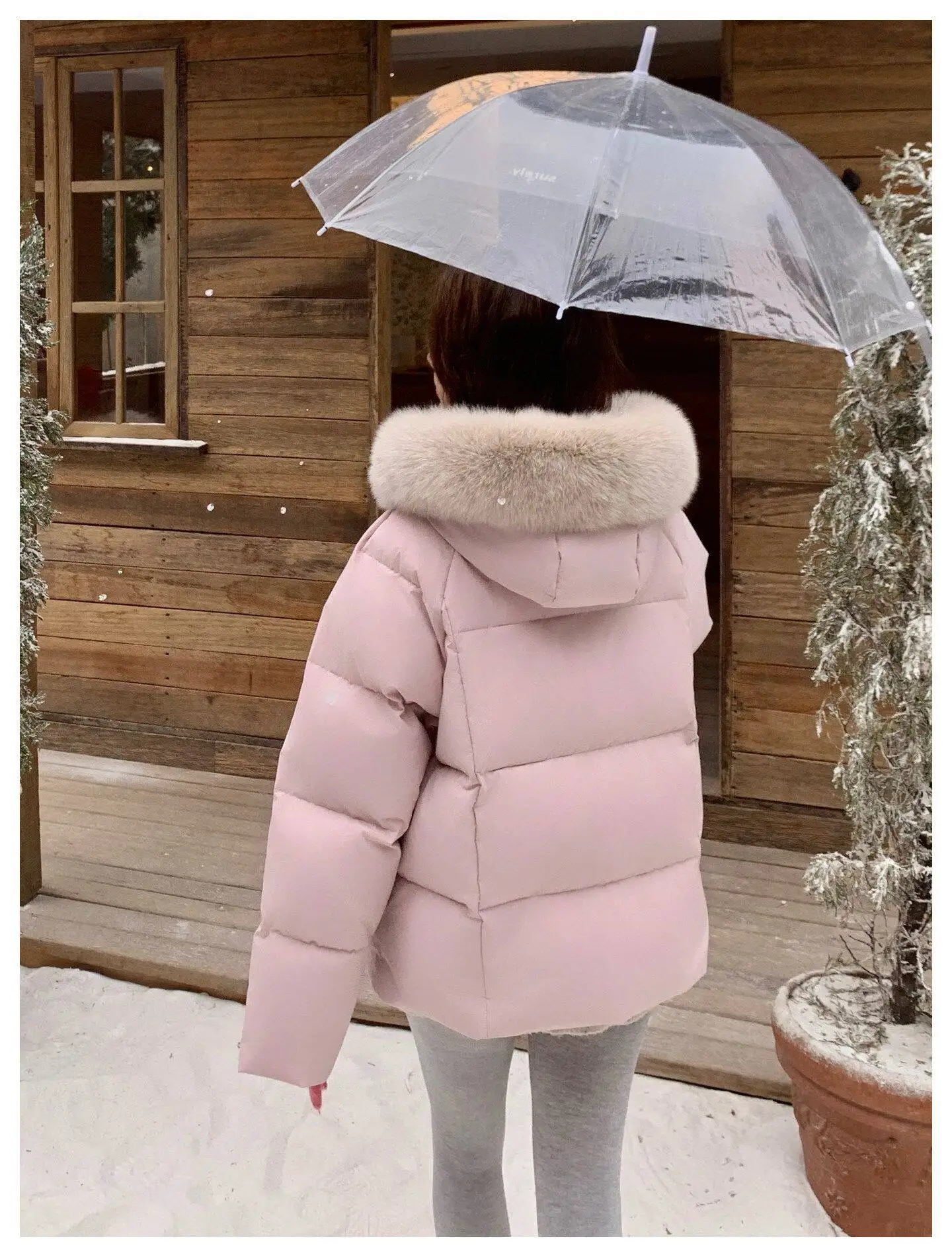 Fashion Faux Fur Collar Hooded Short Puffer Jacket Women 2026 Winter Thicken Parkas Woman Korean Solid Big Pocket Padded Coat