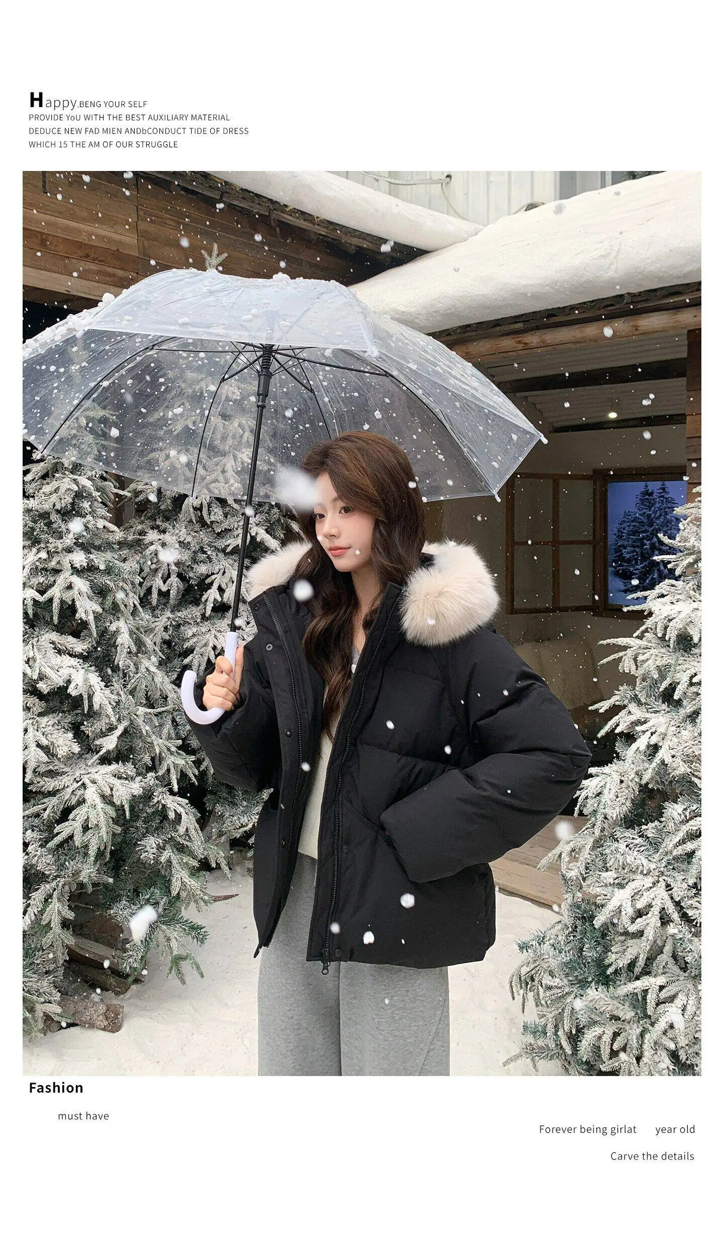 Fashion Faux Fur Collar Hooded Short Puffer Jacket Women 2026 Winter Thicken Parkas Woman Korean Solid Big Pocket Padded Coat