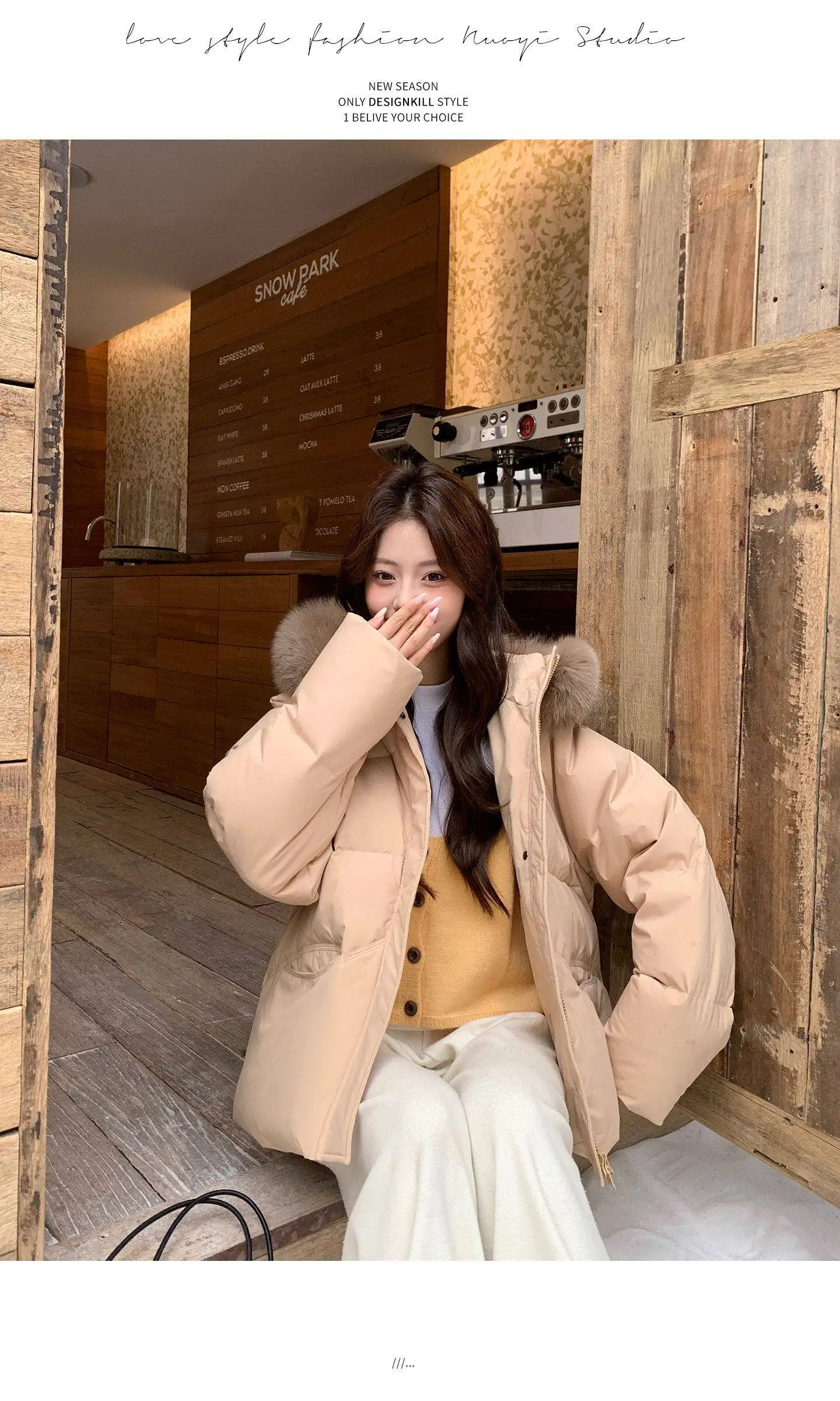 Fashion Faux Fur Collar Hooded Short Puffer Jacket Women 2026 Winter Thicken Parkas Woman Korean Solid Big Pocket Padded Coat