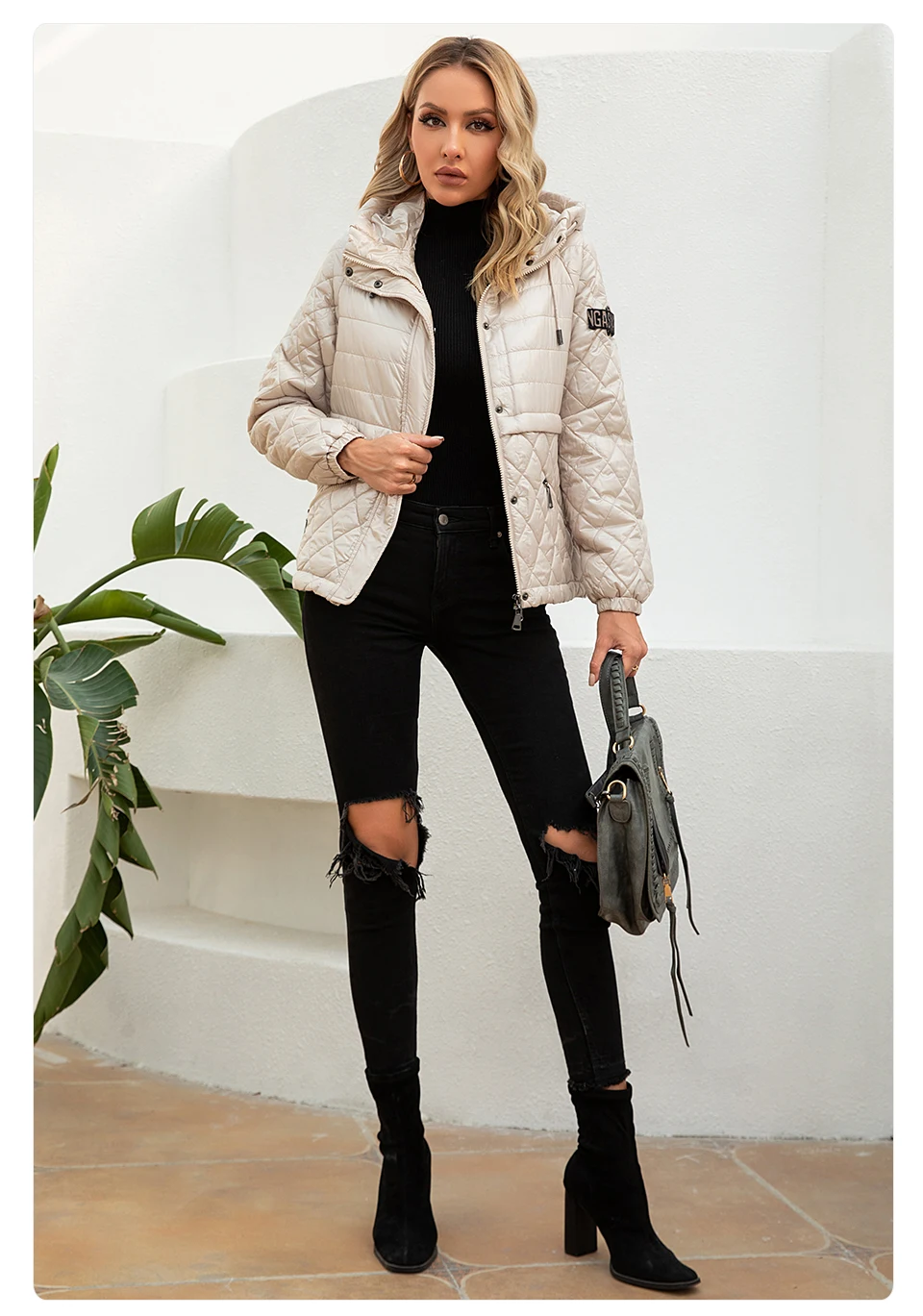 GASMAN 2022 Women's spring jacket fashion casual Short parka Thin Cotton hooded Coat women ladies jackets Warm outwear 21159