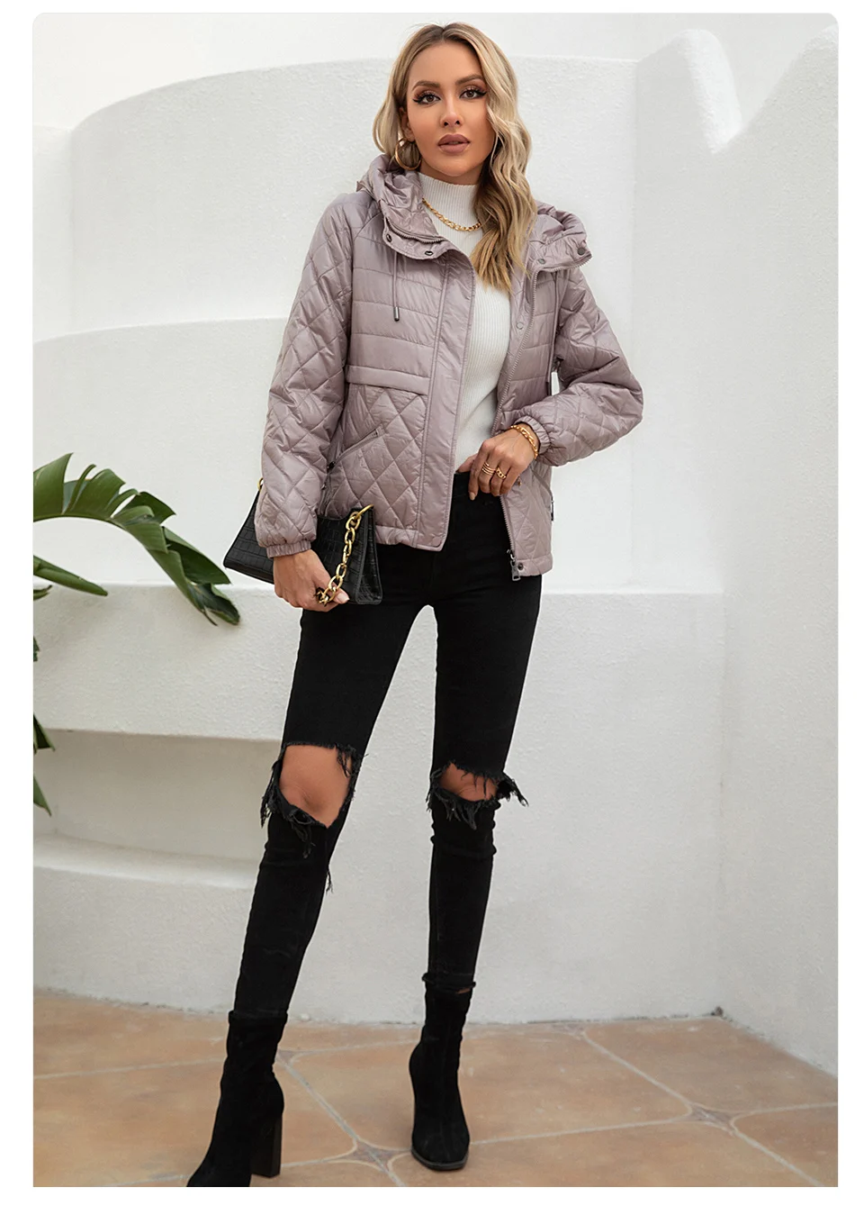 GASMAN 2022 Women's spring jacket fashion casual Short parka Thin Cotton hooded Coat women ladies jackets Warm outwear 21159