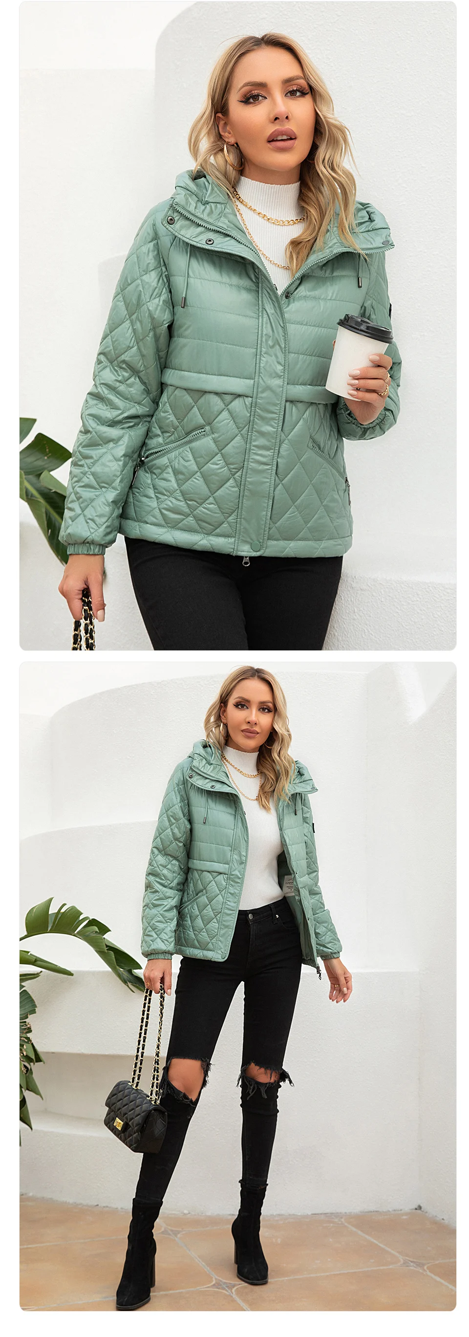 GASMAN 2022 Women's spring jacket fashion casual Short parka Thin Cotton hooded Coat women ladies jackets Warm outwear 21159