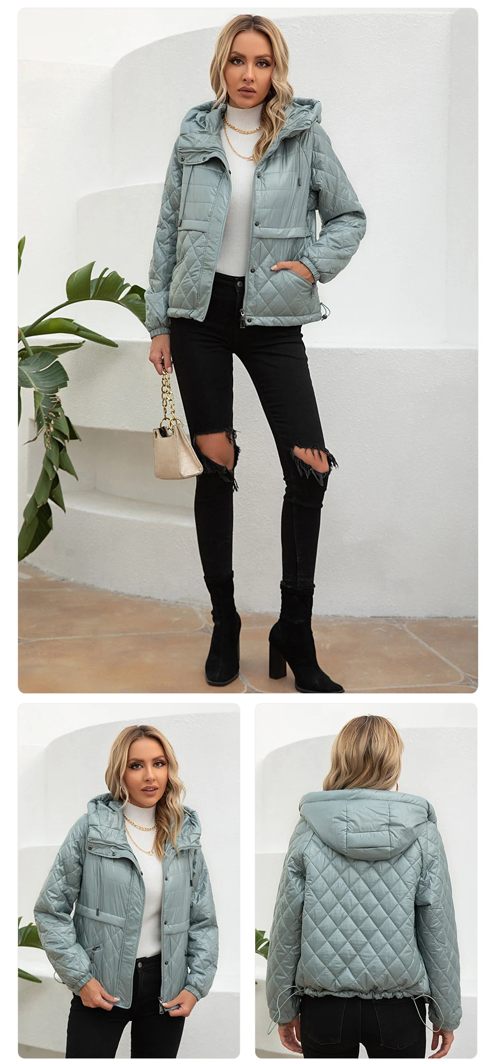 GASMAN 2022 Women's spring jacket fashion casual Short parka Thin Cotton hooded Coat women ladies jackets Warm outwear 21159