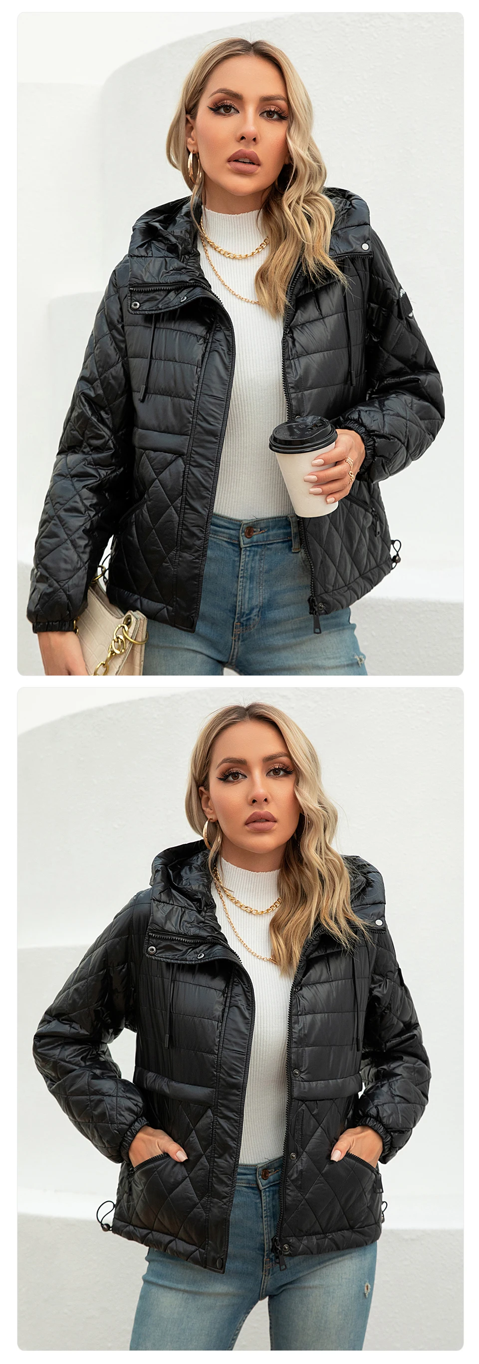 GASMAN 2022 Women's spring jacket fashion casual Short parka Thin Cotton hooded Coat women ladies jackets Warm outwear 21159