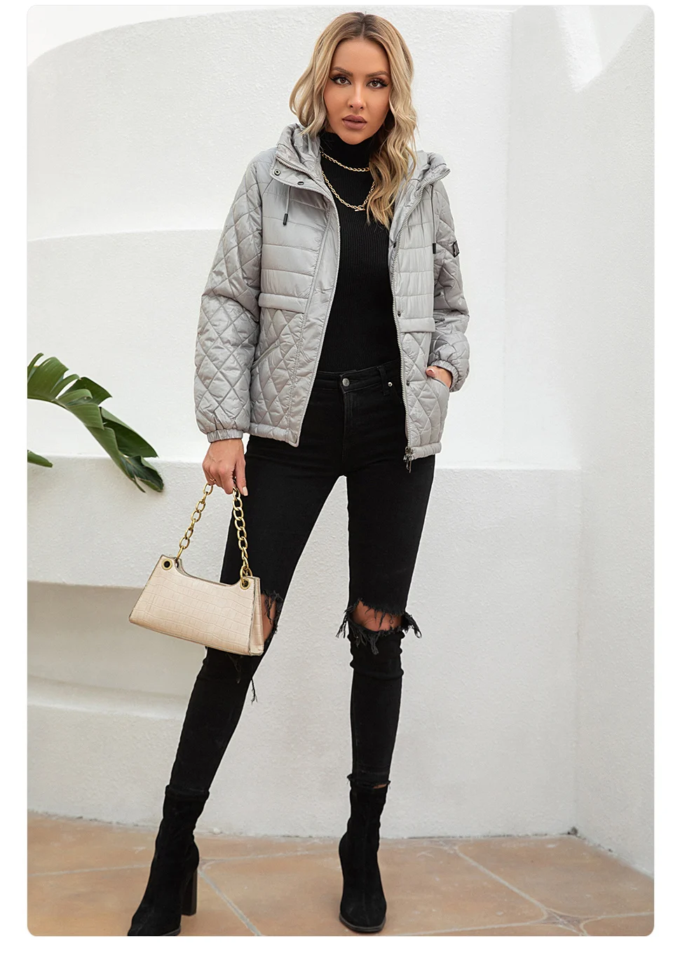 GASMAN 2022 Women's spring jacket fashion casual Short parka Thin Cotton hooded Coat women ladies jackets Warm outwear 21159